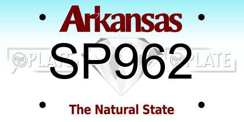 SP962 Arkansas License Plate