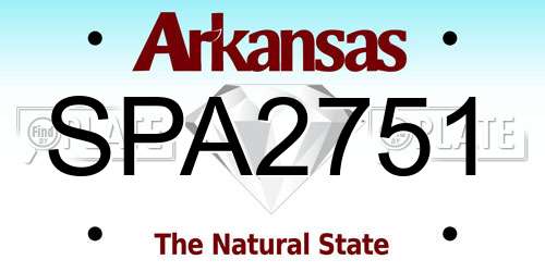 SPA2751 Arkansas License Plate