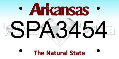 SPA3454 Arkansas License Plate