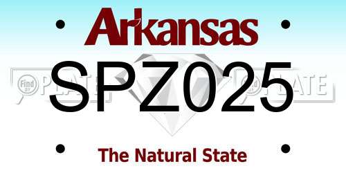SPZ025 Arkansas License Plate
