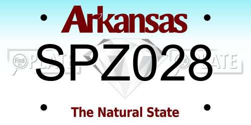 SPZ028 Arkansas License Plate