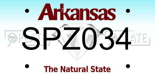 SPZ034 Arkansas License Plate