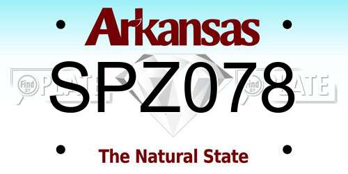 SPZ078 Arkansas License Plate