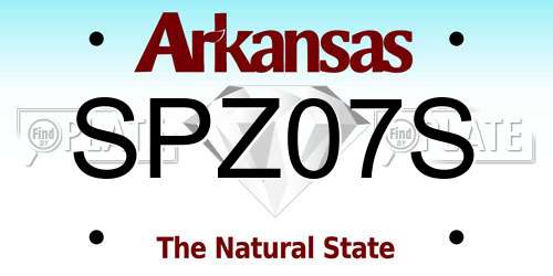 SPZ07S Arkansas License Plate
