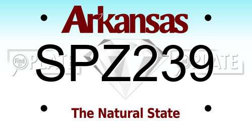 SPZ239 Arkansas License Plate