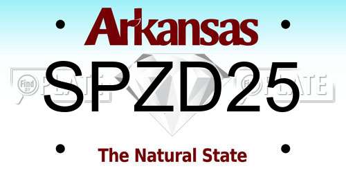 SPZD25 Arkansas License Plate
