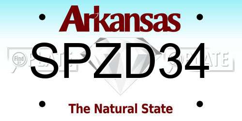 SPZD34 Arkansas License Plate