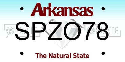 SPZO78 Arkansas License Plate