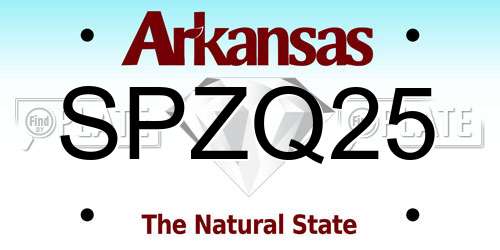 SPZQ25 Arkansas License Plate