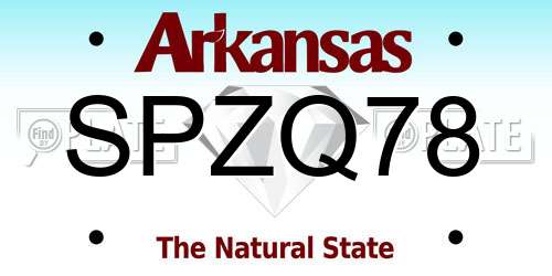 SPZQ78 Arkansas License Plate