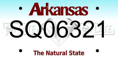 SQ06321 Arkansas License Plate