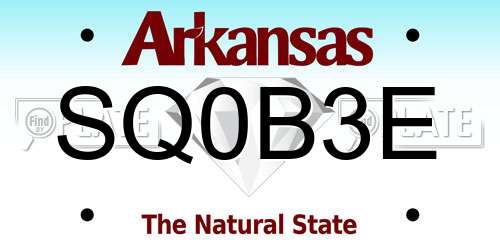 SQ0B3E Arkansas License Plate