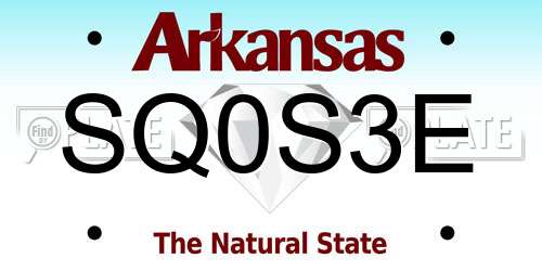 SQ0S3E Arkansas License Plate