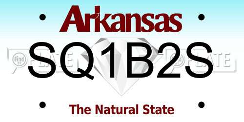 SQ1B2S Arkansas License Plate
