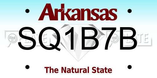 SQ1B7B Arkansas License Plate