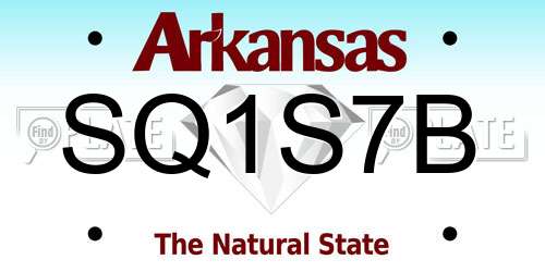 SQ1S7B Arkansas License Plate