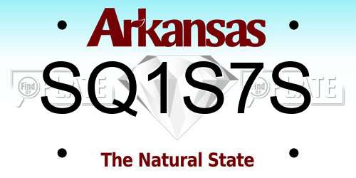 SQ1S7S Arkansas License Plate