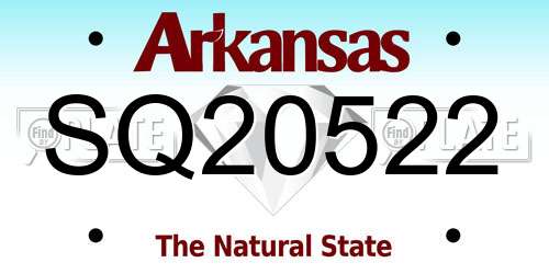SQ20522 Arkansas License Plate