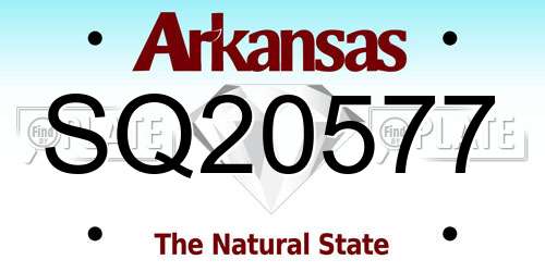 SQ20577 Arkansas License Plate