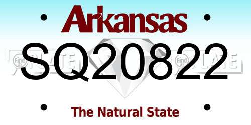 SQ20822 Arkansas License Plate