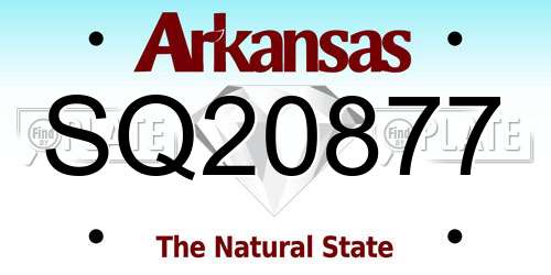 SQ20877 Arkansas License Plate