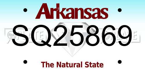 SQ25869 Arkansas License Plate