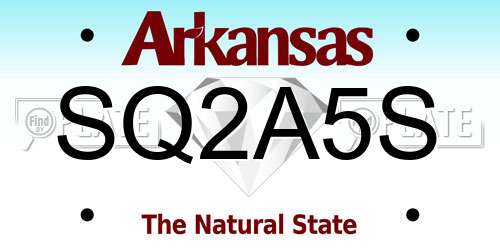 SQ2A5S Arkansas License Plate