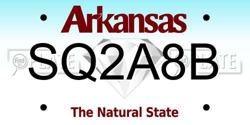 SQ2A8B Arkansas License Plate