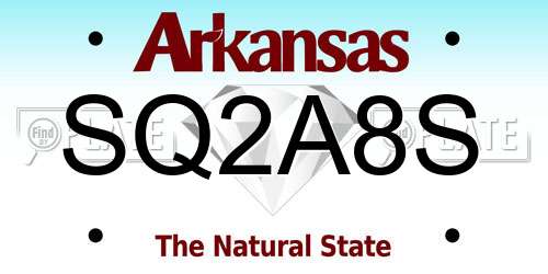 SQ2A8S Arkansas License Plate