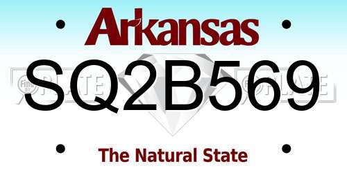 SQ2B569 Arkansas License Plate