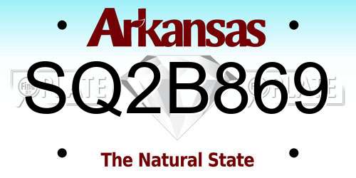 SQ2B869 Arkansas License Plate