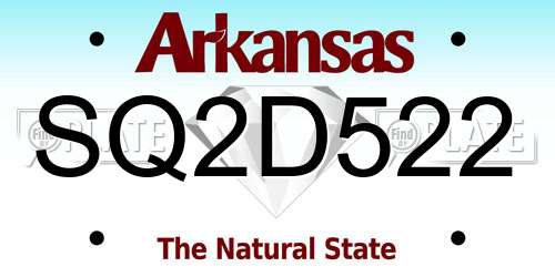 SQ2D522 Arkansas License Plate