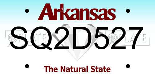 SQ2D527 Arkansas License Plate