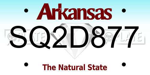 SQ2D877 Arkansas License Plate