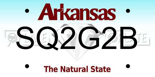 SQ2G2B Arkansas License Plate