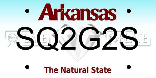 SQ2G2S Arkansas License Plate