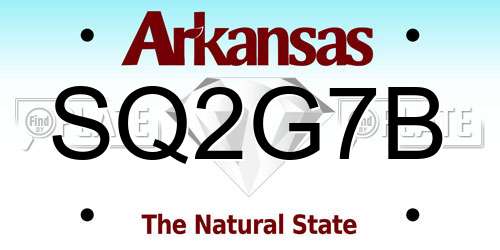 SQ2G7B Arkansas License Plate