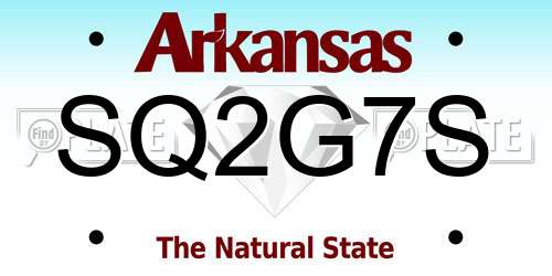 SQ2G7S Arkansas License Plate