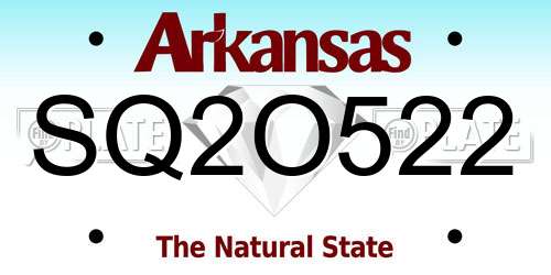 SQ2O522 Arkansas License Plate