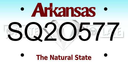 SQ2O577 Arkansas License Plate