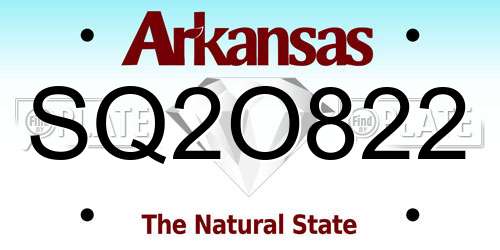 SQ2O822 Arkansas License Plate