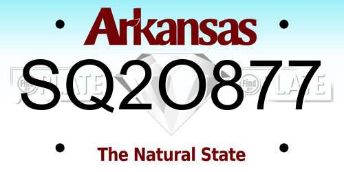 SQ2O877 Arkansas License Plate