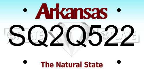 SQ2Q522 Arkansas License Plate