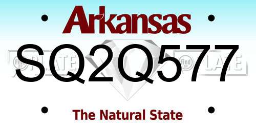 SQ2Q577 Arkansas License Plate
