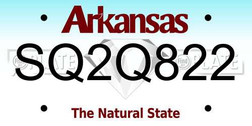 SQ2Q822 Arkansas License Plate