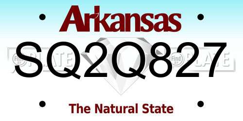 SQ2Q827 Arkansas License Plate
