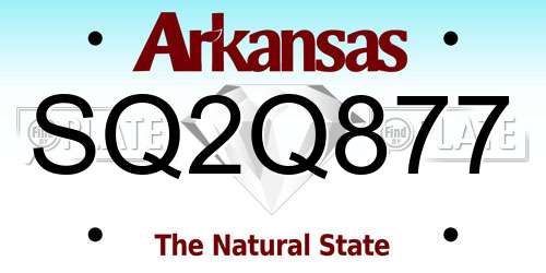 SQ2Q877 Arkansas License Plate