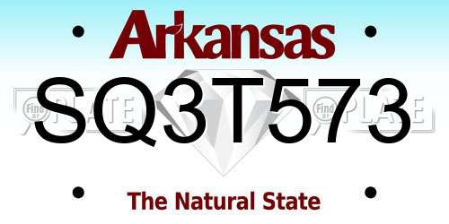 SQ3T573 Arkansas License Plate