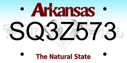 SQ3Z573 Arkansas License Plate