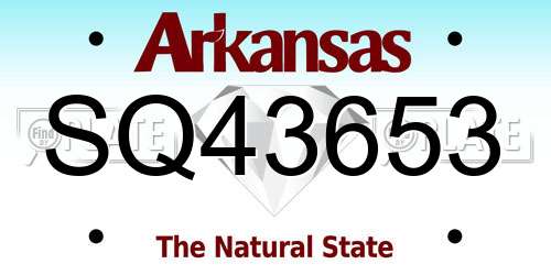 SQ43653 Arkansas License Plate